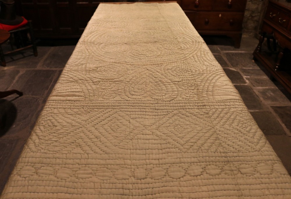 Folk Art Original Welsh Hand-stitched Quilt, circa 1900 View III