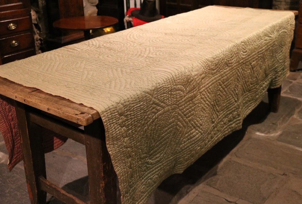 Folk Art Original Welsh Hand-stitched Quilt, circa 1900 View VI