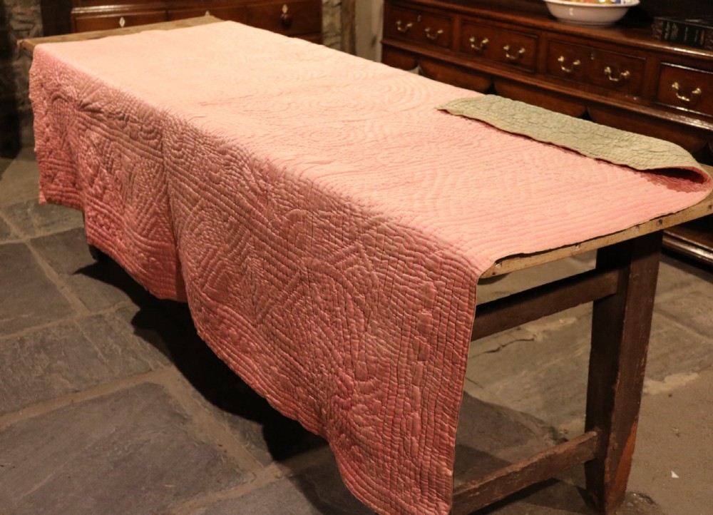 Folk Art Original Welsh Hand-stitched Quilt, circa 1900 View XI