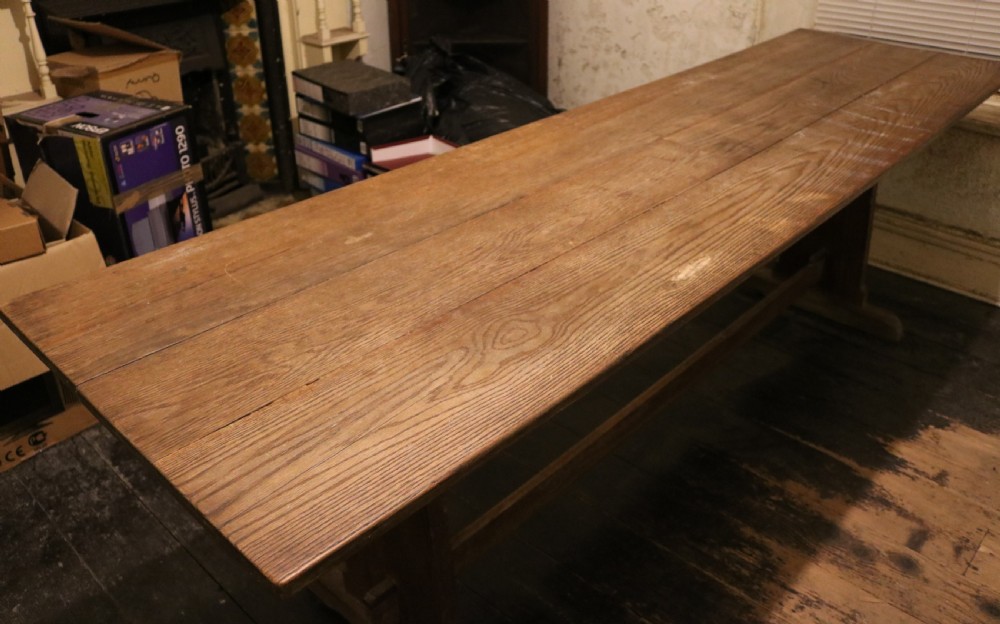 Arts and Crafts Oak Medieval-style Dining or Serving Table, circa 1900. View IV