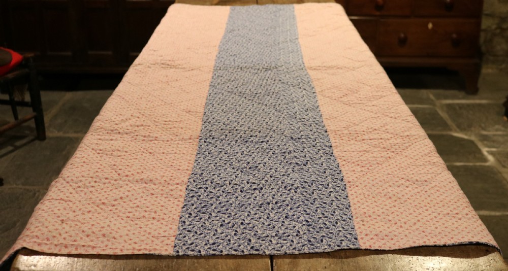 Folk Art Original Antique Welsh Quilt, circa 1910 View V