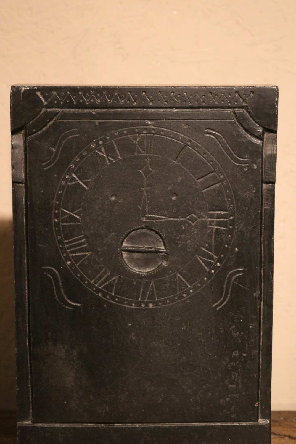 Folk Art Model of a Mantle Clock in Welsh Slate, circa 1870 View II