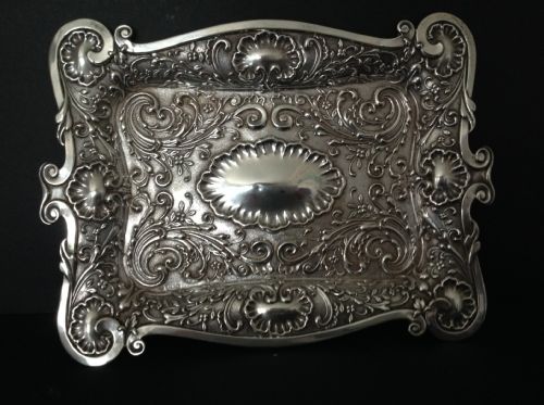 ANTIQUE EDWARDIAN SILVER DRESSING TABLE TRAY - 1906