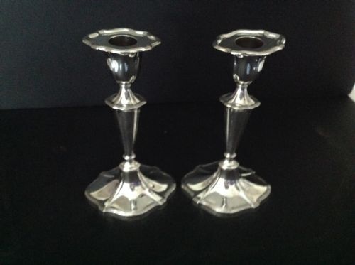 PAIR ANTIQUE VICTORIAN SILVER CANDLESTICKS - 1899