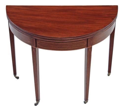 fig 1. Regency 19th Century inlaid mahogany folding demi-lune console table