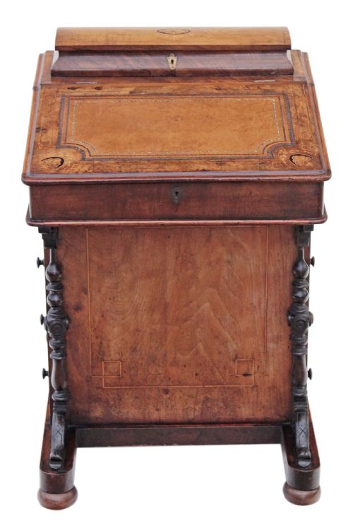 Victorian Inlaid Burr Walnut Davenport Desk