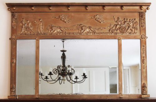 Large Regency 19th Century Overmantle Mirror