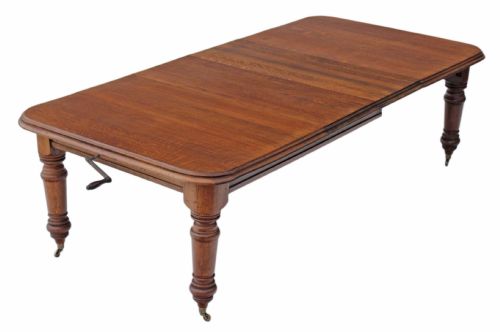 fig 1. Large C1870 Victorian oak wind out extending dining table 8'