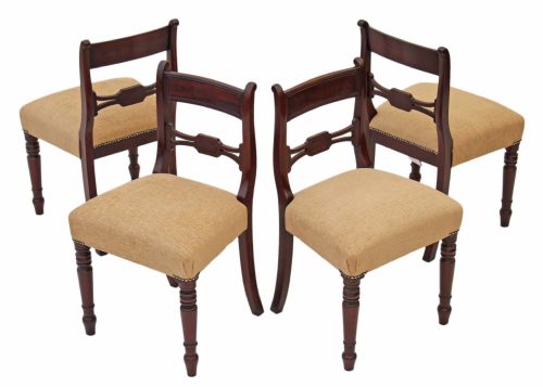 Set of 4 Regency 19th Century Mahogany Dining Chairs Bar Back