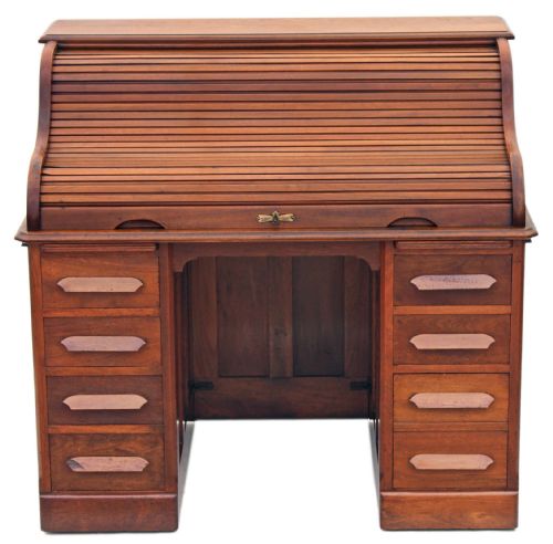 Large American Walnut Roll Top Desk