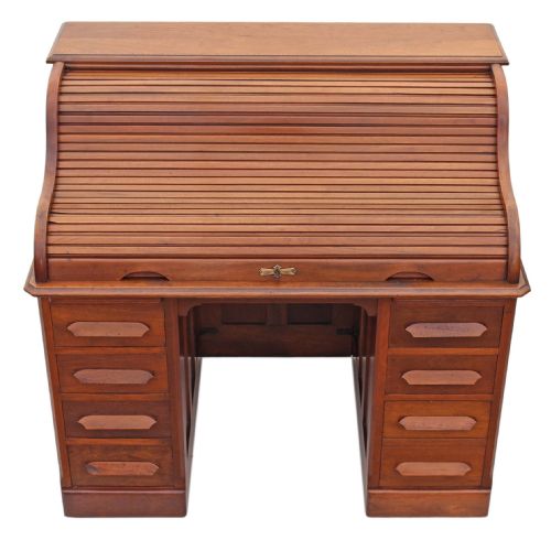 fig 1. Large American walnut roll top desk