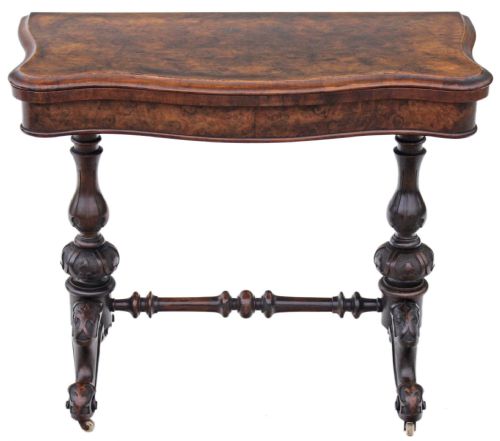 Victorian Burr Walnut Folding Card Tea Table