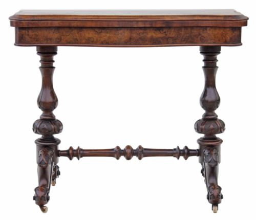 fig 1. Victorian burr walnut folding card tea table 