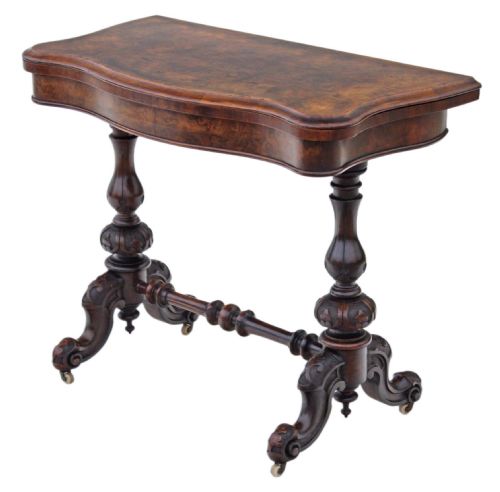 fig 2. Victorian burr walnut folding card tea table 