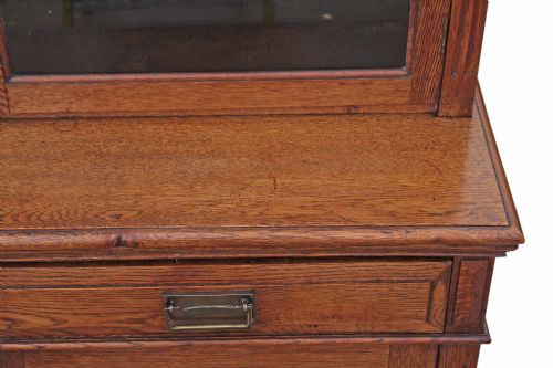 fig 1. Victorian Arts and Crafts oak glazed bookcase display cabinet