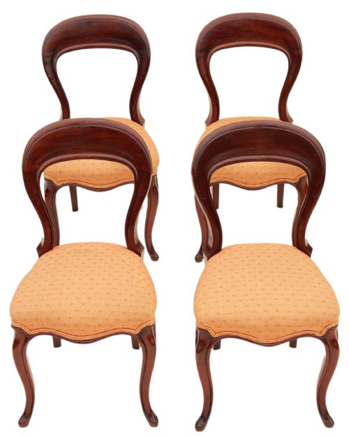 Set of 4 Victorian Mahogany Dining Chairs Balloon Back