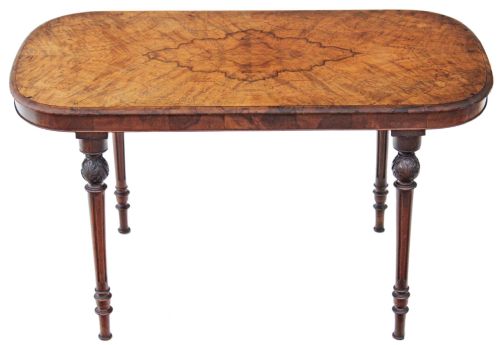 Victorian Burr Walnut Library Writing Table Desk