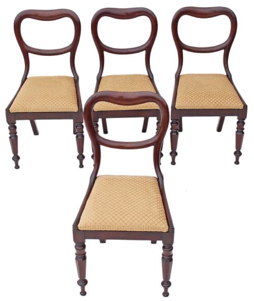 Set of 4 William IV Mahogany Dining Chairs Balloon Back