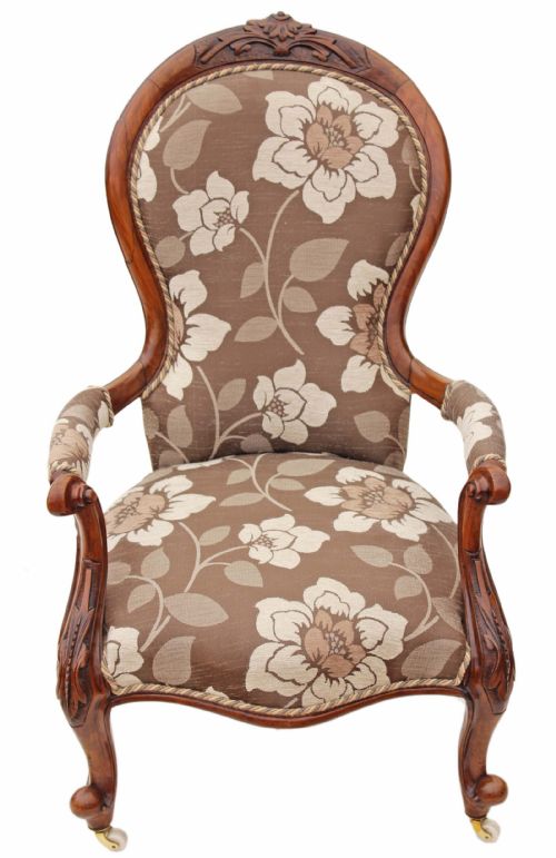 fig 1. Victorian carved walnut armchair chair slipper back spoon