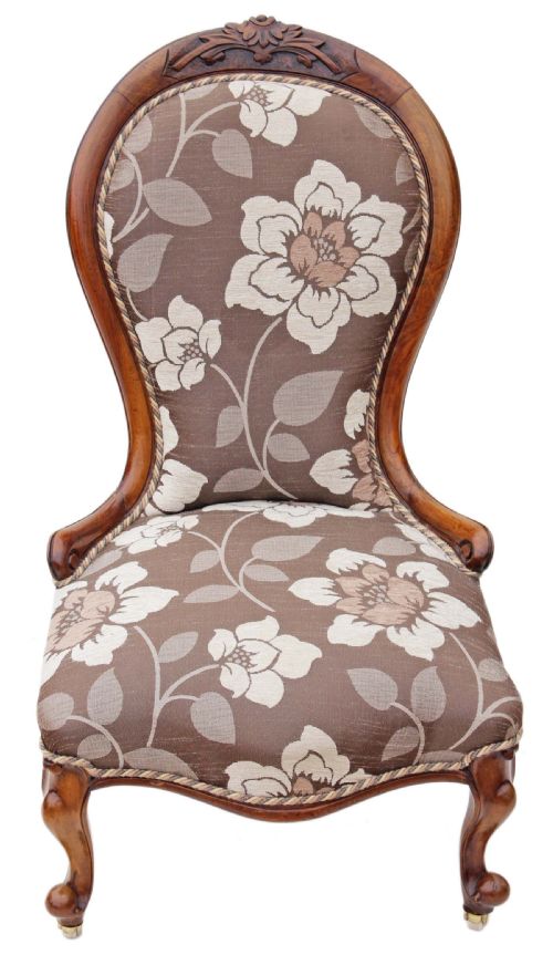 fig 1. Ladies Victorian carved walnut chair slipper back spoon