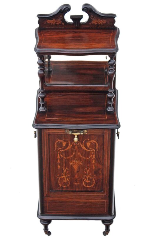 Victorian Rosewood Perdonium Bedside Cabinet Table Coal Box