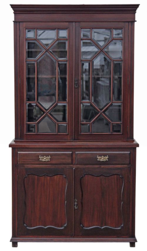 Victorian Mahogany Glazed Bookcase Display Cabinet