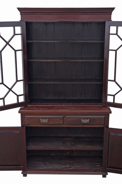 fig 1. Victorian mahogany glazed bookcase display cabinet