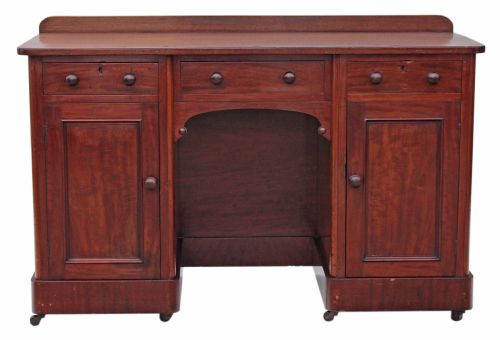 Victorian Twin Pedestal Mahogany Desk Writing Table Dressing