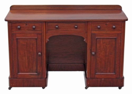 fig 1. Victorian twin pedestal mahogany desk writing table dressing