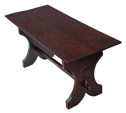 fig 1. Victorian oak refectory kitchen dining table Gothic Jacobean