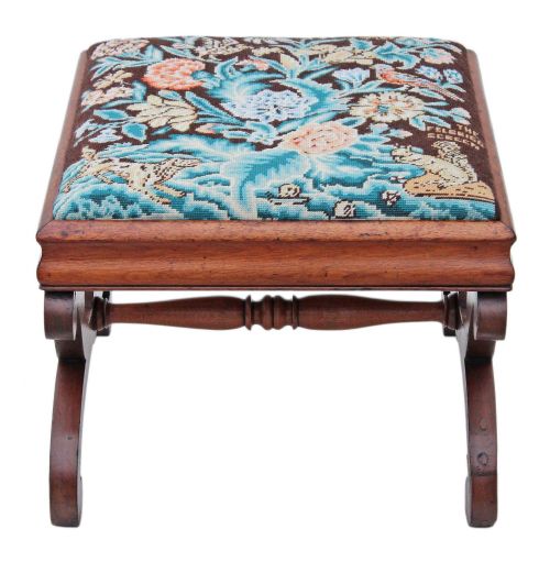 fig 2. Rare Victorian mahogany x-frame stool seat foot
