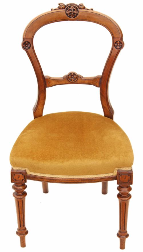 fig 1. Set of 6 Victorian carved walnut dining chairs balloon back