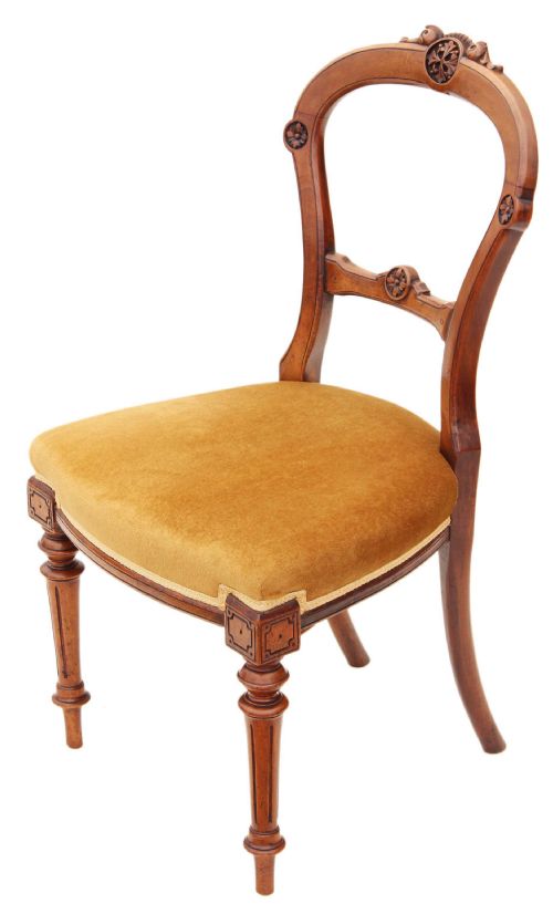 fig 2. Set of 6 Victorian carved walnut dining chairs balloon back