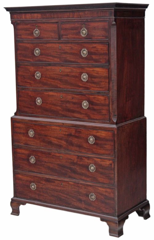 fig 1. Georgian mahogany tallboy chest on chest of drawers