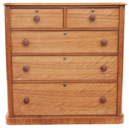 Victorian Satinwood Walnut Chest of Drawers