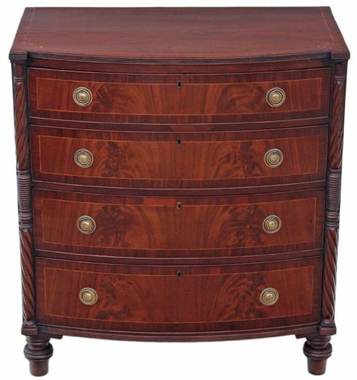 Georgian Inlaid Mahogany Chest of Drawers Bow Front