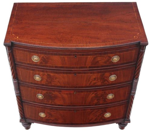fig 1. Georgian inlaid mahogany chest of drawers bow front