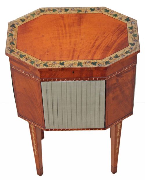fig 1. Edwardian satin walnut side table sewing basket