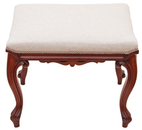Victorian Carved Mahogany Stool Seat Foot