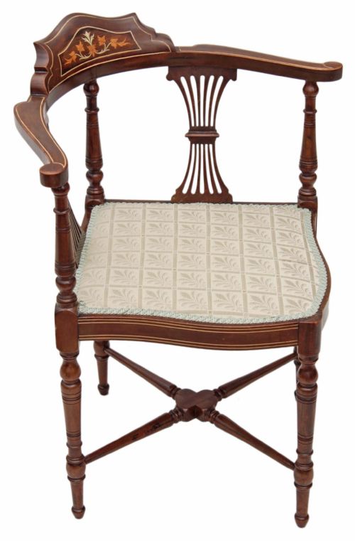 fig 1. Edwardian inlaid mahogany corner arm chair tub