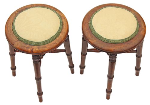 fig 1. Rare pair of Victorian beech upholstered stools