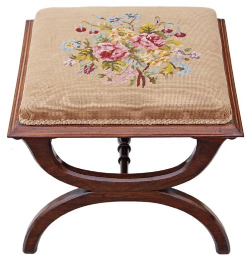fig 1. Victorian rosewood x-frame stool seat foot