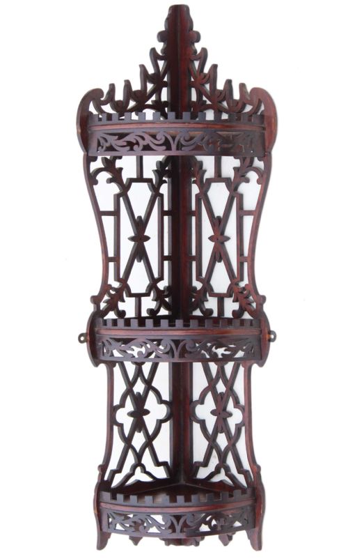 Victorian Mahogany Corner Display Wall Shelves