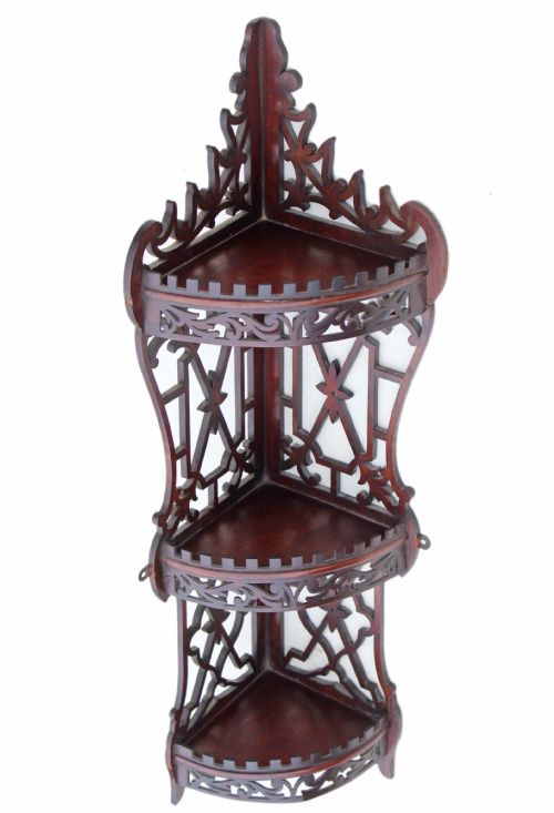 fig 1. Victorian mahogany corner display wall shelves