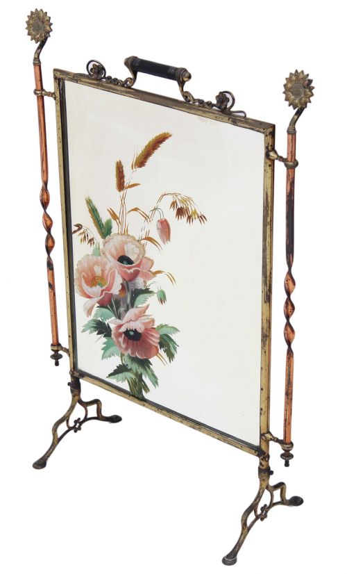 Victorian Ormolu Brass Copper Fire Screen Christopher Dresser