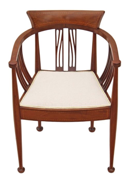 fig 1. Edwardian inlaid mahogany corner armchair tub chair