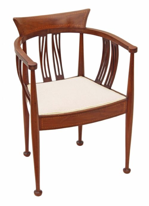 fig 2. Edwardian inlaid mahogany corner armchair tub chair