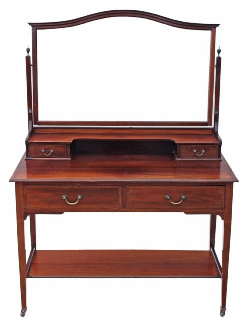 Edwardian Inlaid Mahogany / Red Walnut Dressing Table