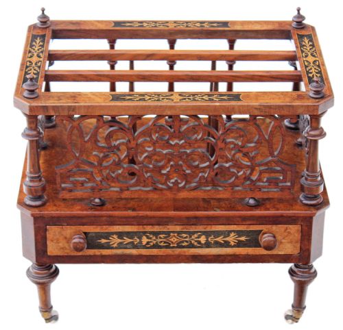 Victorian Walnut Canterbury Magazine Rack