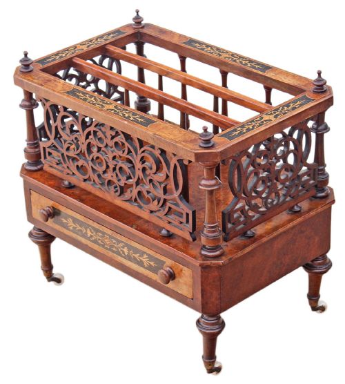 fig 1. Victorian walnut Canterbury magazine rack